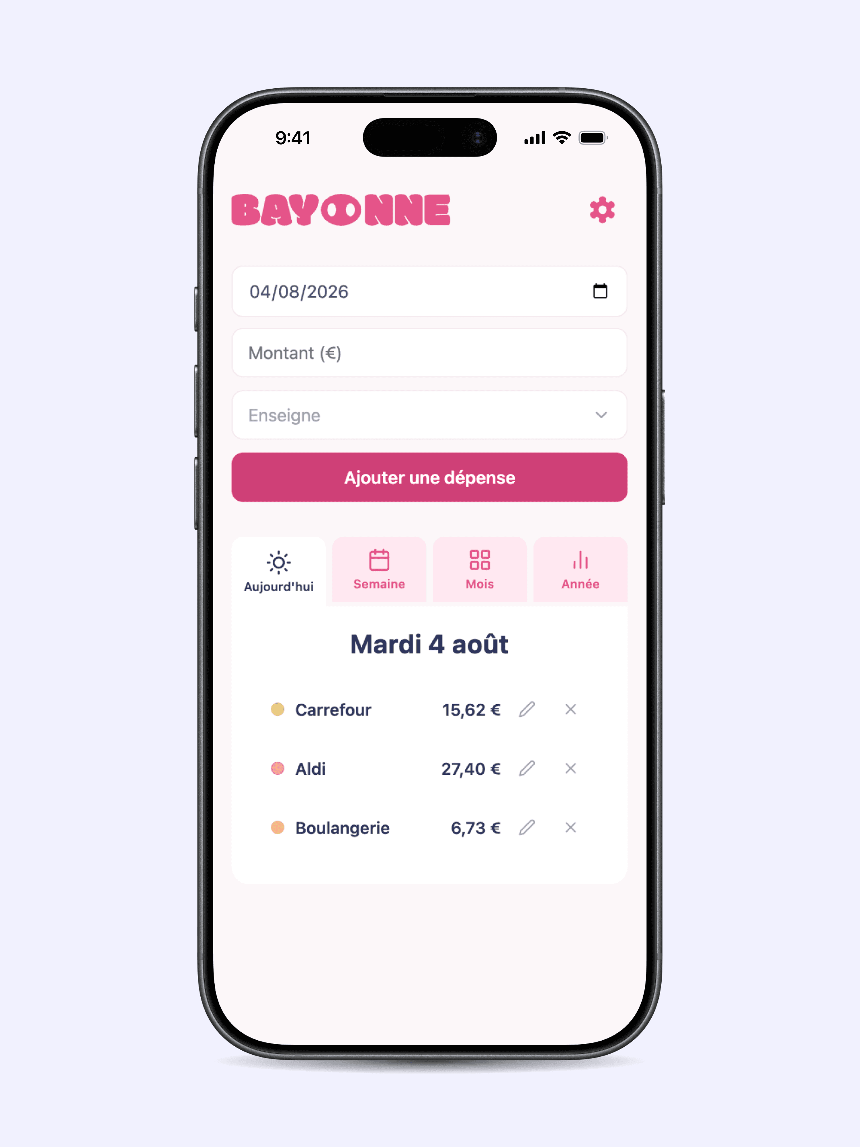 The Bayonne app home screen