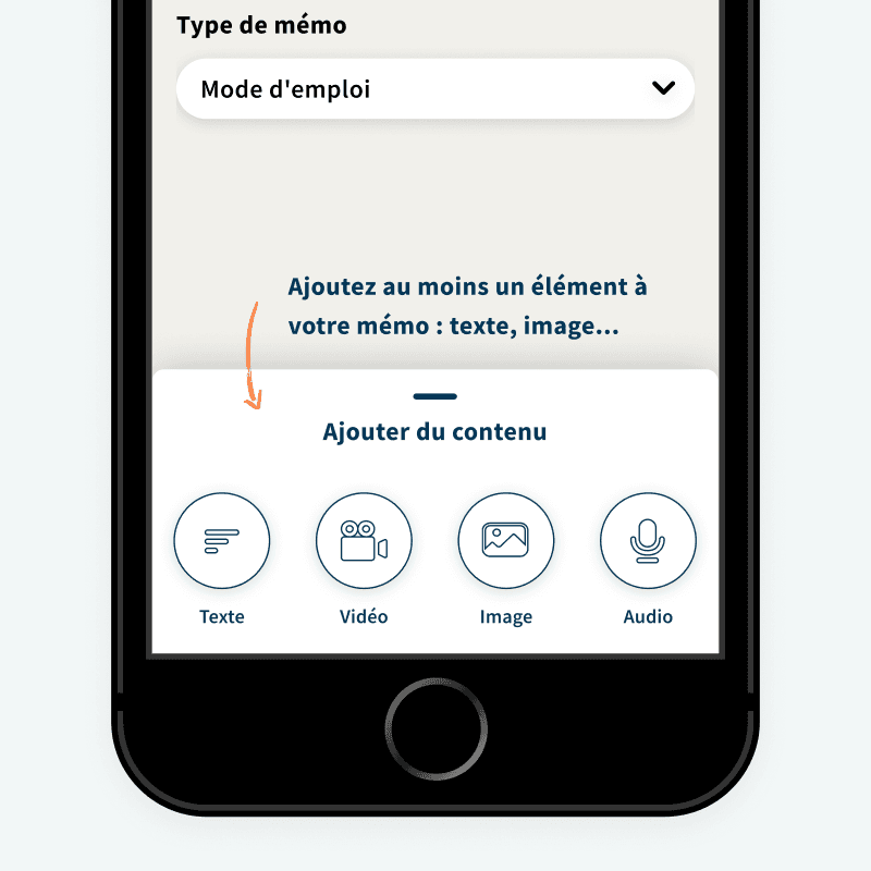 The memo creation screen, the instruction placed where the gesture happens.