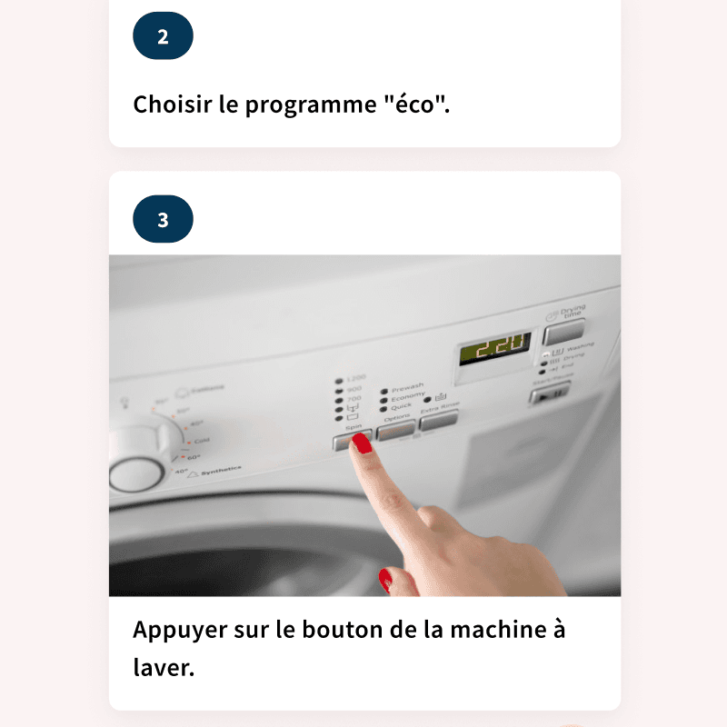 A how-to in numbered steps, photographed on the machine at home.