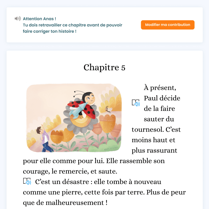 The pupil facing an annotation to deal with before the copy can go back.
